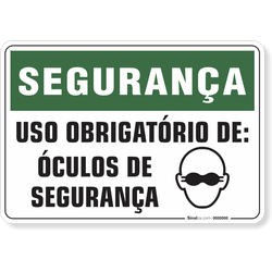 Placa Segurança  Uso Obrigatório De Óculos De Segurança