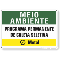 Placa Meio Ambiente Programa Permanente De Coleta Seletiva Metal
