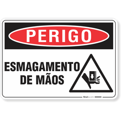 Placa Perigo Esmagamento De Mãos
