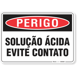 Placa Perigo Solução Ácida Evite Contato