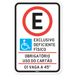 Placa Estacionamento Cadeirante - 1 Vaga - 45 Graus