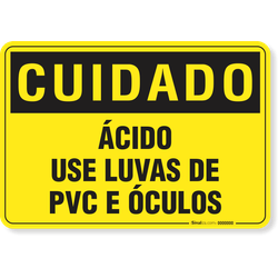 Placa Cuidado  Ácido Use Luvas De Pvc E Óculos
