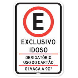 Placa Estacionamento Idoso - 1 Vaga - 90 Graus