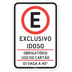 Placa Estacionamento Idoso - 1 Vaga - 45 Graus