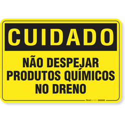Placa Cuidado  Não Despejar Produtos Químicos No Dreno S2