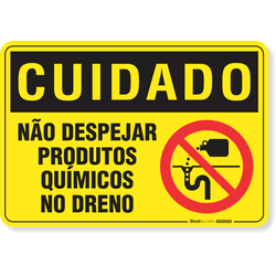 Placa Cuidado  Não Despejar Produtos Químicos No Dreno S1