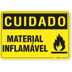 Placa Cuidado  Material Inflamável