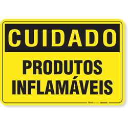 Placa Cuidado  Produtos Inflamáveis