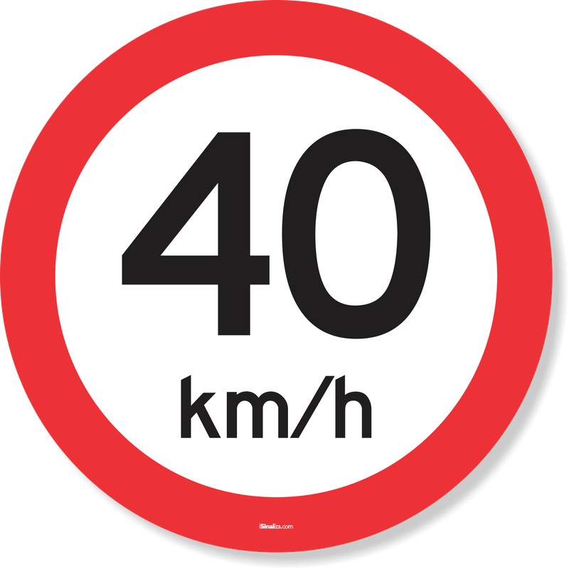 Placa de velocidade máxima permitida 40 km/h R-19