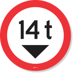 Placa Peso Total Máximo Permitido 14 Toneladas R-14 Resolução Contran Nº 180 180/2005