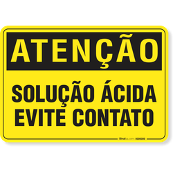 Placa Atenção Solução Ácida Evite Contato