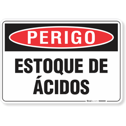 Placa Perigo Estoque De Ácidos