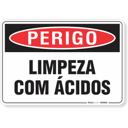 Placa Perigo Limpeza Com Ácidos