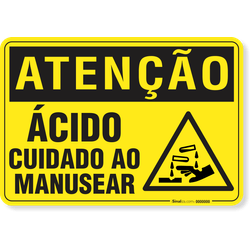 Placa Atenção Ácido Cuidado Ao Manusear