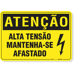 Placa Atenção Alta Tensão Mantenha-Se Afastado