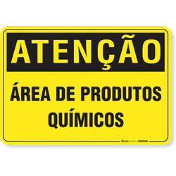Placa Atenção Área De Produtos Químicos