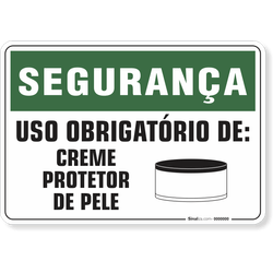 Placa Segurança  Uso Obrigatório De Creme Protetor De Pele