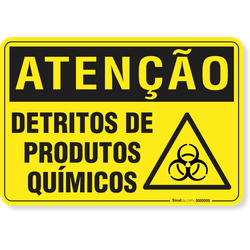Placa Atenção Detritos De Produtos Químicos