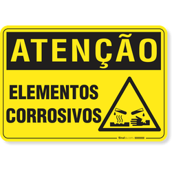 Placa Atenção Elementos Corrosivos