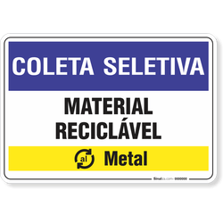 Placa Coleta Seletiva Material Reciclável Metal