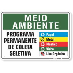 Placa Meio Ambiente Programa Permanente De Coleta Seletiva