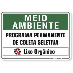 Placa Meio Ambiente Programa Permanente De Coleta Seletiva Lixo Orgânico