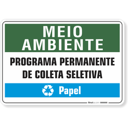 Placa Meio Ambiente Programa Permanente De Coleta Seletiva Papel