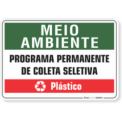 Placa Meio Ambiente Programa Permanente De Coleta Seletiva Plástico