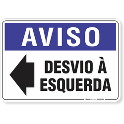 Placa Aviso  Desvio Á Esquerda