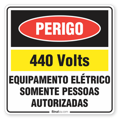 Etiqueta Perigo 440V Equipamento Elétrico Somente Pessoas Autorizadas (10 und)