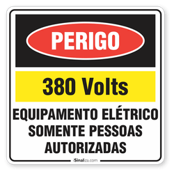 Etiqueta Perigo 380V Equipamento Elétrico Somente Pessoas Autorizadas (10 und)