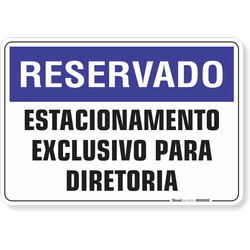 Placa Reservado Estacionamento Exclusivo Para Diretoria