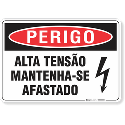 Placa Perigo Alta Tensão Mantenha-Se Afastado