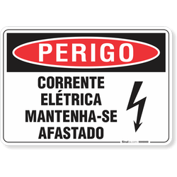 Placa Perigo Corrente Elétrica Mantenha-Se Afastado