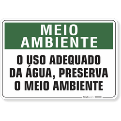 Placa Meio Ambiente O Uso Adequado Da Água, Preserva O Meio Ambiente