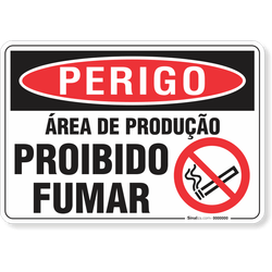 Placa Perigo Área De Produção Proibido Fumar