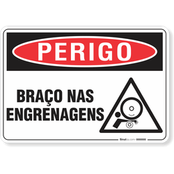 Placa Perigo Braço Nas Engrenagens
