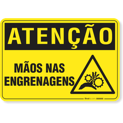 Placa Atenção Mãos Nas Engrenagens