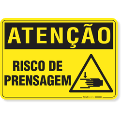 Placa Atenção Risco De Prensagem