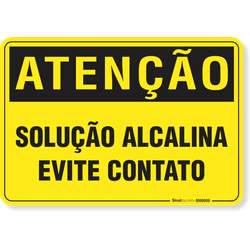 Placa Atenção Solução Alcalina Evite Contato