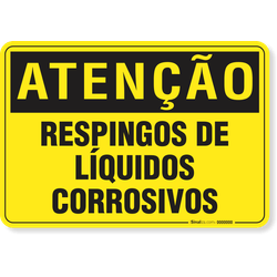Placa Atenção Respingos De Líquidos Corrosivos