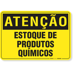 Placa Atenção Estoque De Produtos Químicos
