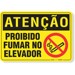 Placa Atenção Proibido Fumar No Elevador