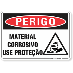Placa Perigo Material Corrosivo Use Proteção