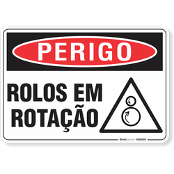 Placa Perigo Rolos Em Rotação