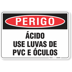 Placa Perigo Ácido Use Luvas De Pvc E Óculos