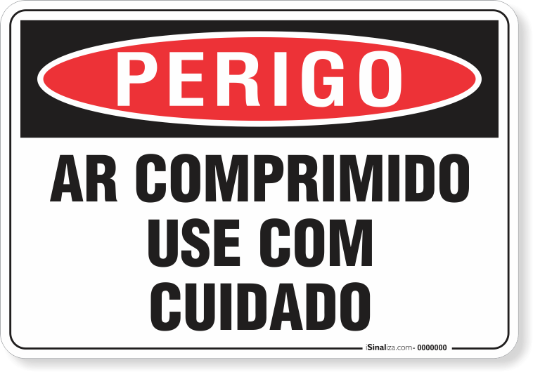 Placa atenção ar comprimido