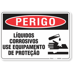 Placa Perigo Líquidos Corrosivos Use Equipamento De Proteção