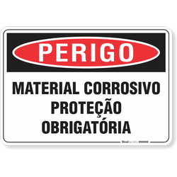 Placa Perigo Material Corrosivo Proteção Obrigatória