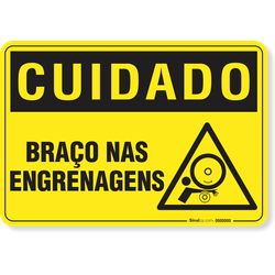 Placa Cuidado  Braço Nas Engrenagens